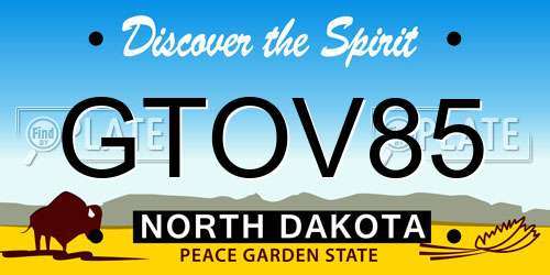 GTOV85 North Dakota License Plate