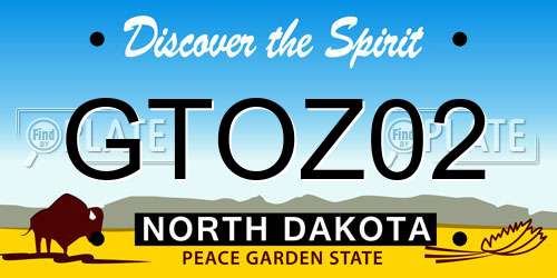 GTOZ02 North Dakota License Plate