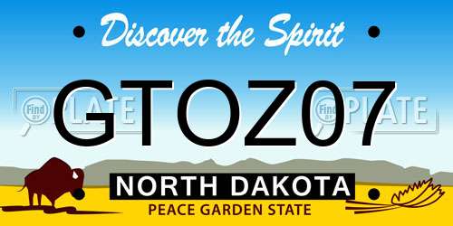 GTOZ07 North Dakota License Plate