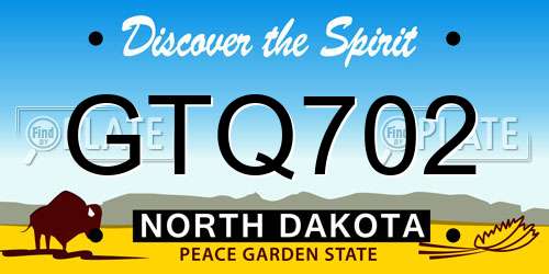 GTQ702 North Dakota License Plate