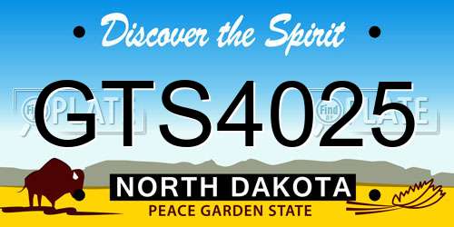 GTS4025 North Dakota License Plate