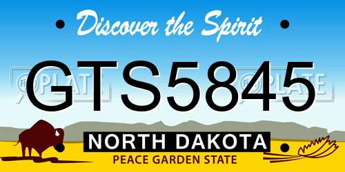 GTS5845 North Dakota License Plate