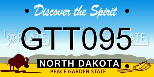 GTT095 North Dakota License Plate