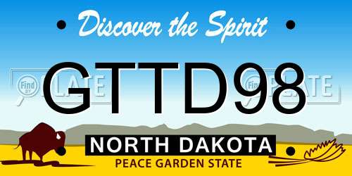 GTTD98 North Dakota License Plate