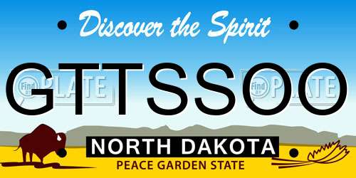 GTTSSOO North Dakota License Plate