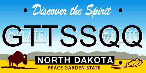 GTTSSQQ North Dakota License Plate