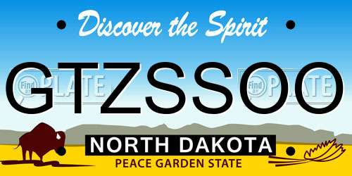GTZSSOO North Dakota License Plate