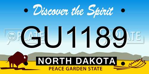 GU1189 North Dakota License Plate