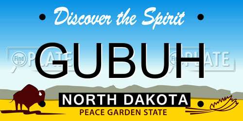 GUBUH North Dakota License Plate