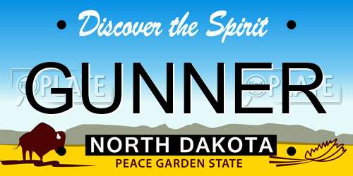 GUNNER North Dakota License Plate