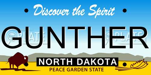 GUNTHER North Dakota License Plate