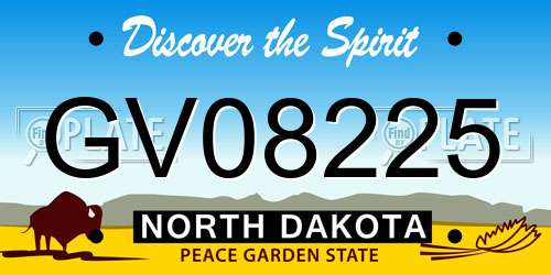 GV08225 North Dakota License Plate