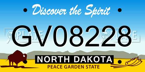 GV08228 North Dakota License Plate