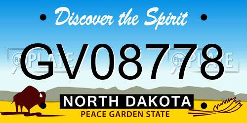 GV08778 North Dakota License Plate