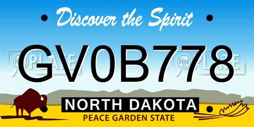 GV0B778 North Dakota License Plate
