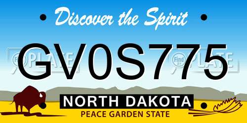 GV0S775 North Dakota License Plate