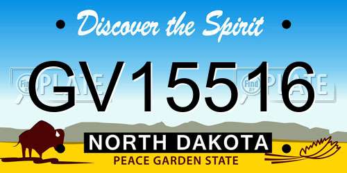 GV15516 North Dakota License Plate