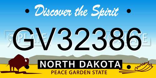 GV32386 North Dakota License Plate