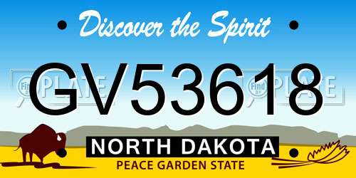 GV53618 North Dakota License Plate