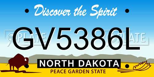GV5386L North Dakota License Plate