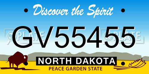 GV55455 North Dakota License Plate