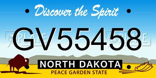 GV55458 North Dakota License Plate