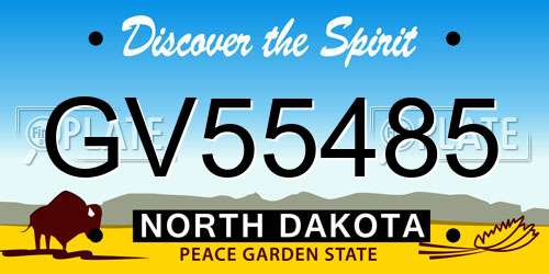 GV55485 North Dakota License Plate