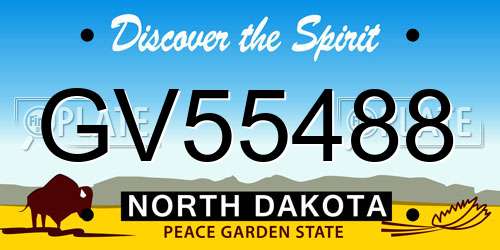 GV55488 North Dakota License Plate