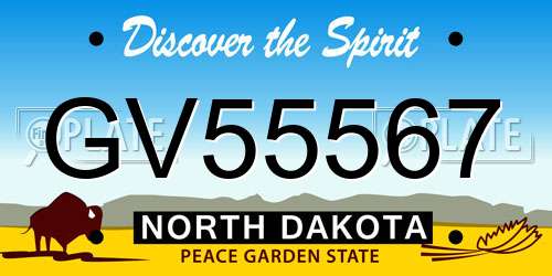 GV55567 North Dakota License Plate