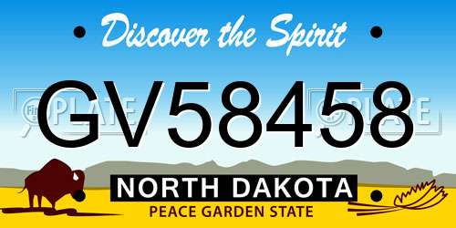 GV58458 North Dakota License Plate