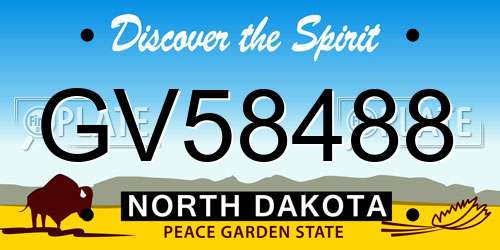 GV58488 North Dakota License Plate