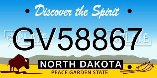 GV58867 North Dakota License Plate