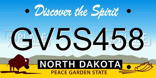 GV5S458 North Dakota License Plate