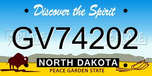 GV74202 North Dakota License Plate
