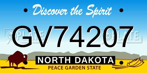 GV74207 North Dakota License Plate