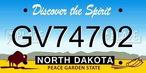 GV74702 North Dakota License Plate