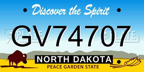 GV74707 North Dakota License Plate
