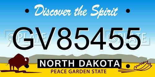 GV85455 North Dakota License Plate