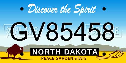 GV85458 North Dakota License Plate