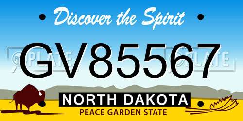 GV85567 North Dakota License Plate
