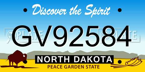 GV92584 North Dakota License Plate
