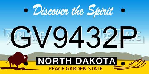 GV9432P North Dakota License Plate