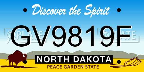 GV9819F North Dakota License Plate