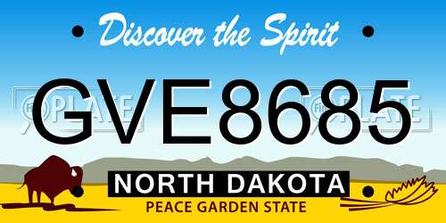 GVE8685 North Dakota License Plate