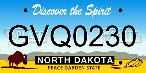 GVQ0230 North Dakota License Plate