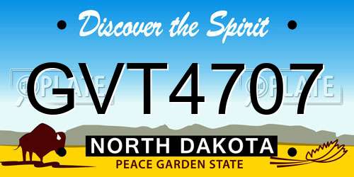 GVT4707 North Dakota License Plate