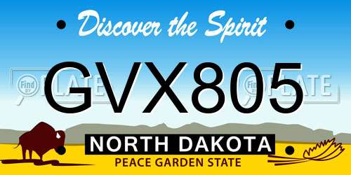 GVX805 North Dakota License Plate
