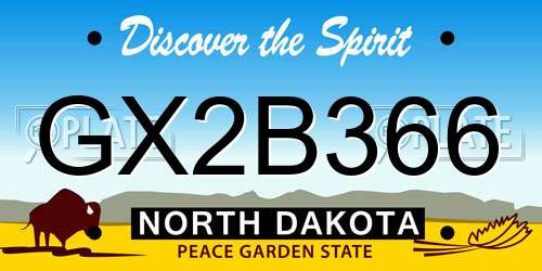 GX2B366 North Dakota License Plate