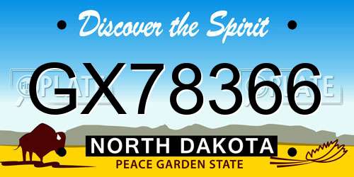 GX78366 North Dakota License Plate