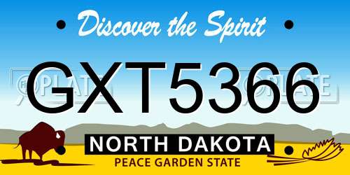 GXT5366 North Dakota License Plate